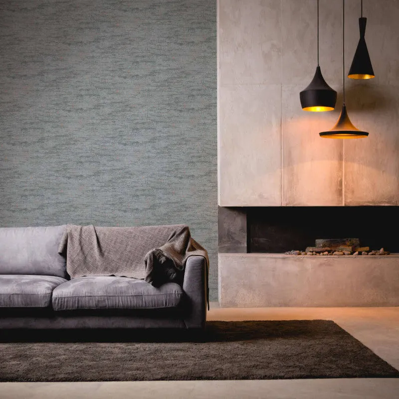 Abstract Plaster-Style Distressed Wallpaper in Green/Copper/Metallic