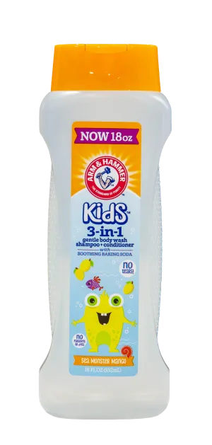 Arm & Hammer Kids 3 In 1 Gentle Body Wash Shampoo   Conditioner With Soothing Baking Soda | No Tears | 16 FLOZ