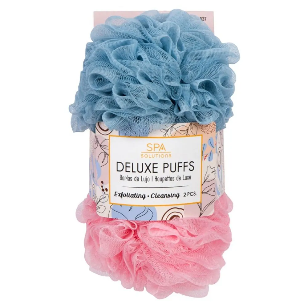 Cala Bath Deluxe Puffs: Blue/Pink 2Pcs