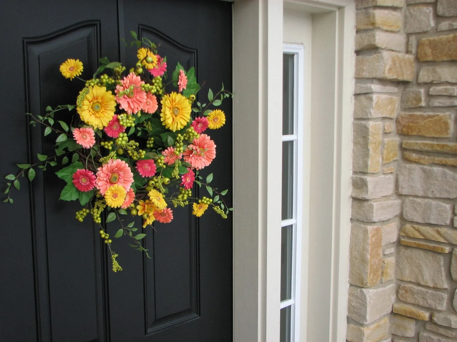 Front Door Gerbera Daisy Wreath
