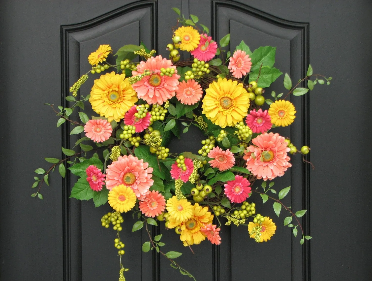 Front Door Gerbera Daisy Wreath