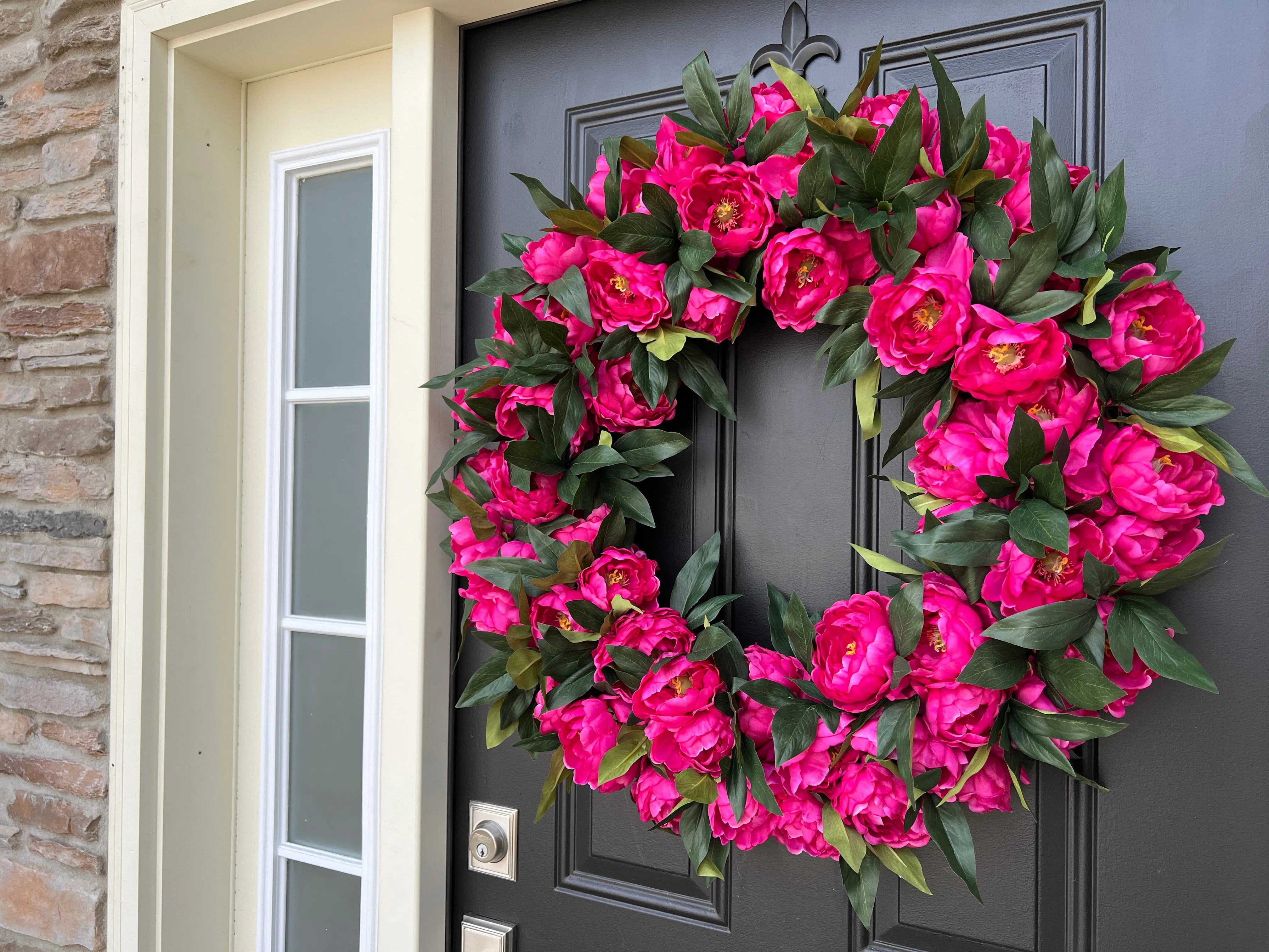 Large Vibrant Pink Peony Wreath