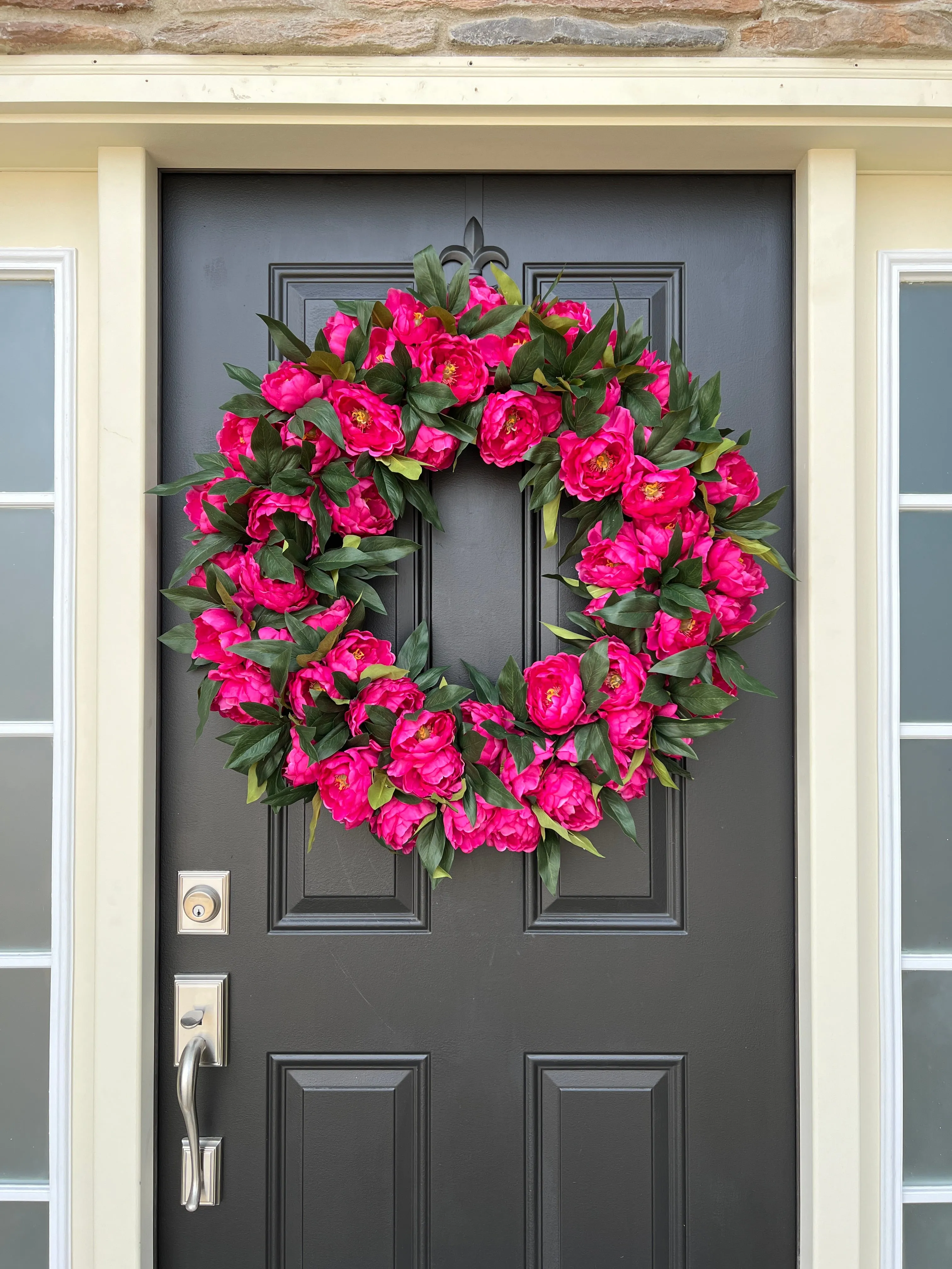 Large Vibrant Pink Peony Wreath