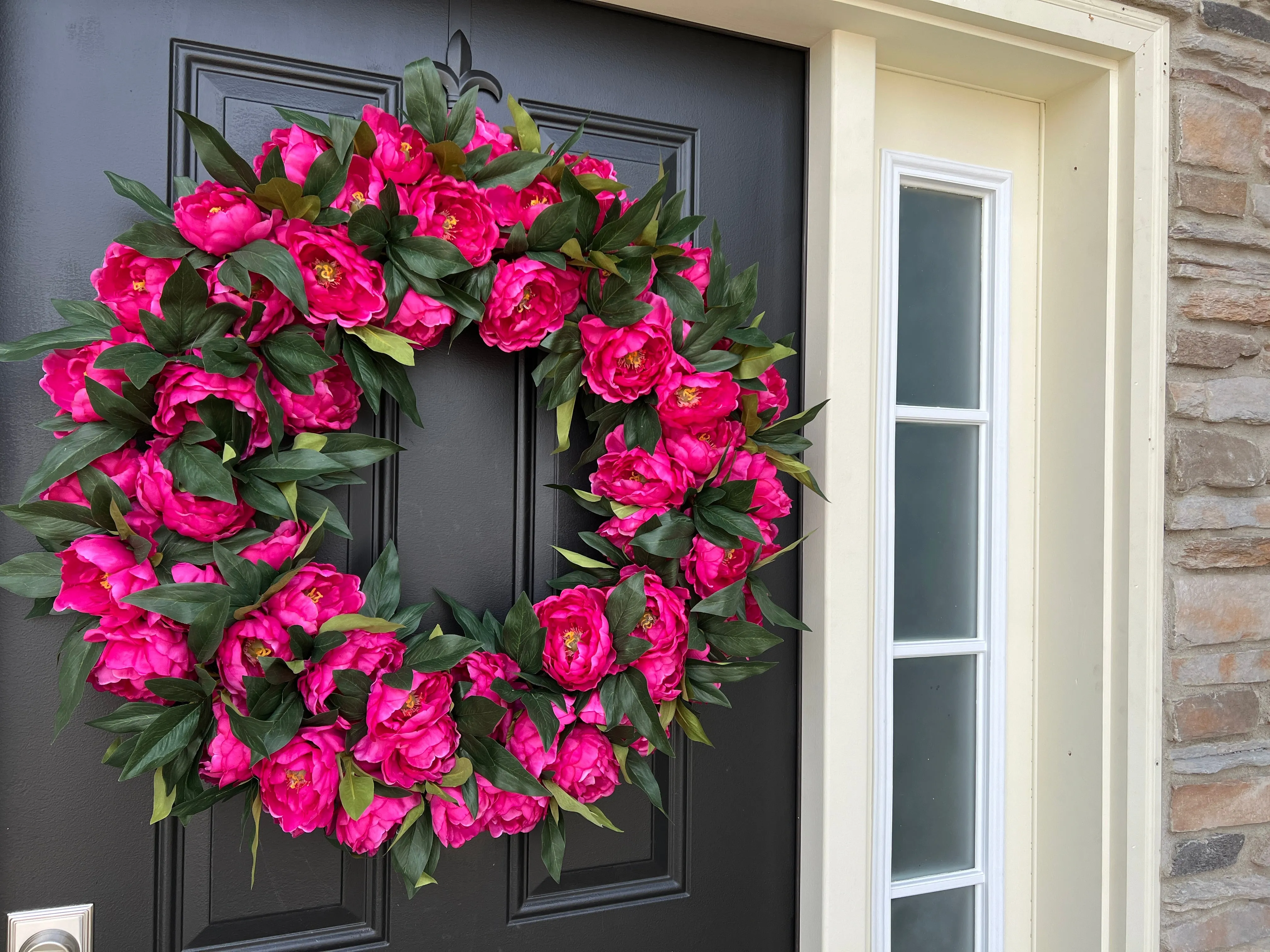 Large Vibrant Pink Peony Wreath