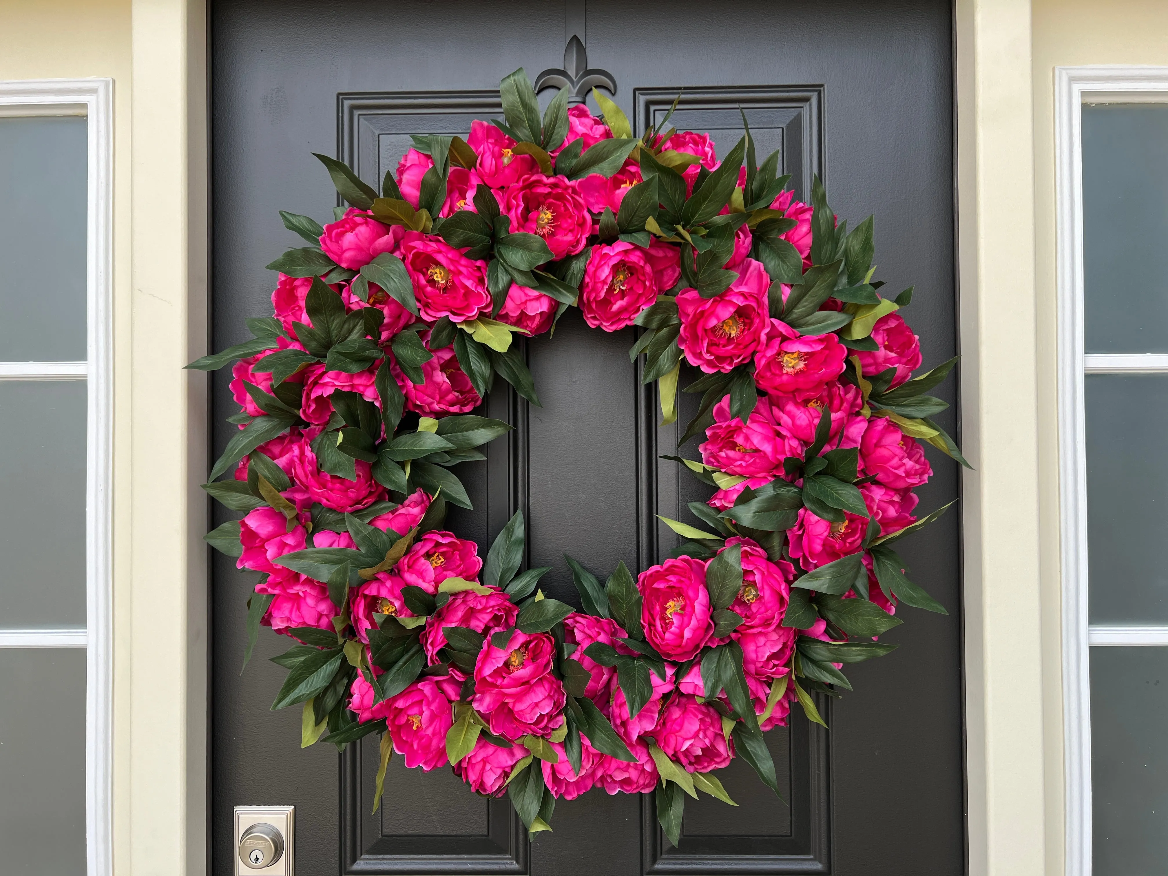 Large Vibrant Pink Peony Wreath