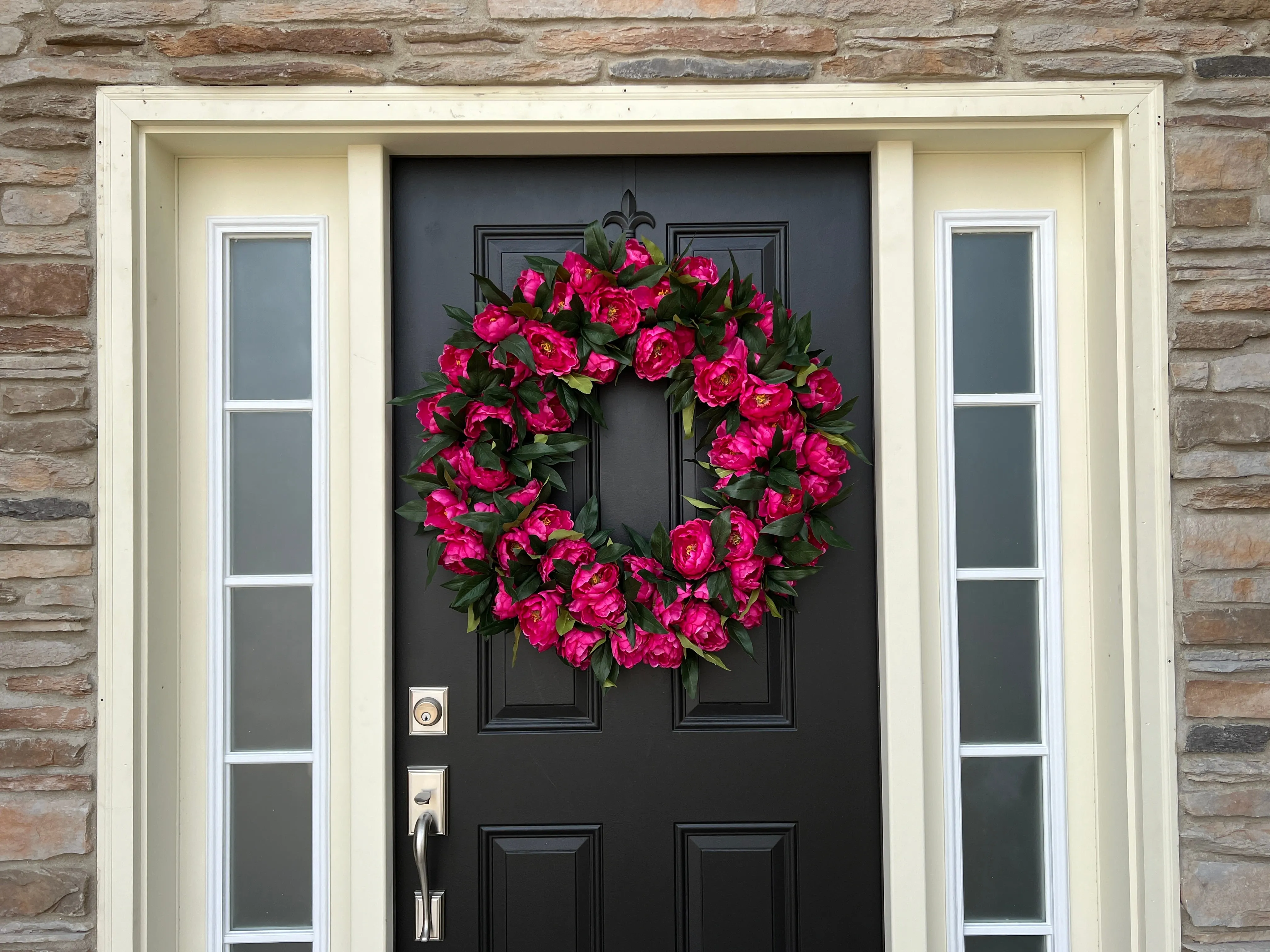Large Vibrant Pink Peony Wreath