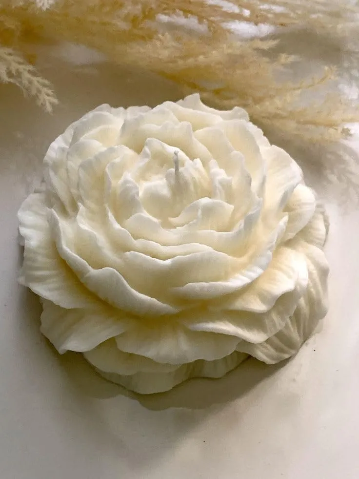 Peony Flower Candle | Set of 2 | White | Night Jasmine Scented | 100% Soy wax | 20  burn hours | 85 grams | Clean burn | Vegan | Eco-friendly | Home decor | Gifting | Aesthetic